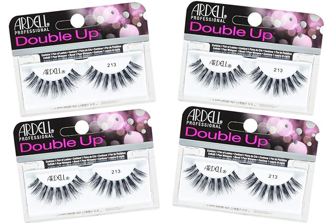 Ardell Double Up 213 False Eyelashes - Dramatic Volume, Reusable Strip Wispy Lashes for Bold Eye Look, 4 Pairs