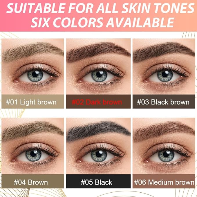 evpct 2Pcs Dark Brown Magic Microblading Dual-Ended Eyebrow Contouring Pen Brow Pencil, with 4 Brush Micro-Fork-Tips Applicator and Precise Brush-Tip, Hair Like Strokes, Dual-ended Eyebrow Brush