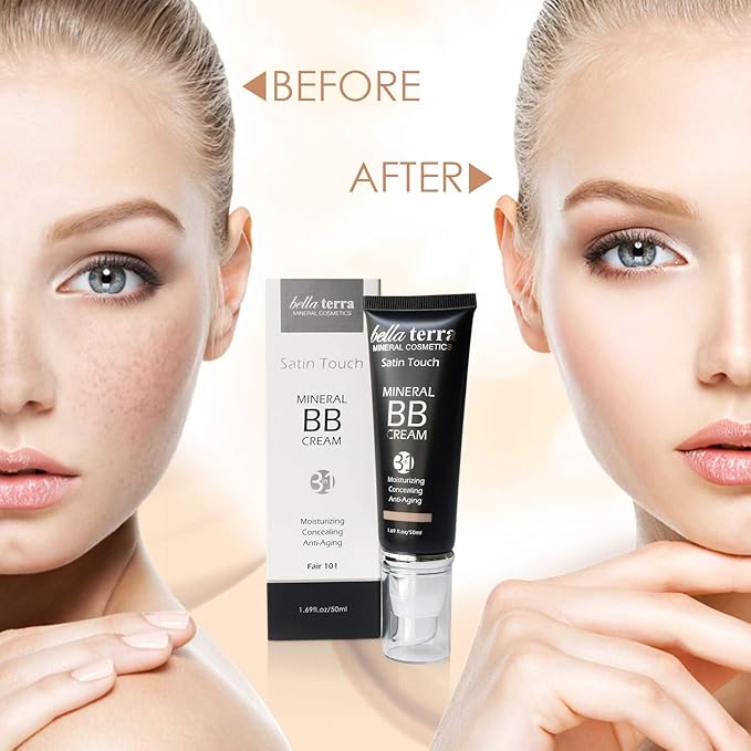 Bellaterra Cosmetics BB Cream – Tinted Moisturizer & Mineral Foundation Makeup, Fair 101 – Lightweight, Oil-Free, Buildable Coverage, Matte Finish, Anti-Aging Concealer, Clean Beauty, 1.69 oz