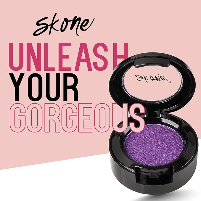 Skone Cosmetics Gems Eye Shadow, Highly Pigmented, Longwear Eye Makeup, Single Eyeshadow with Pro Shimmery Finish - Ultra-Blendable, Slightly Shimmer Shades - Purple Eyeshadow - Flowers
