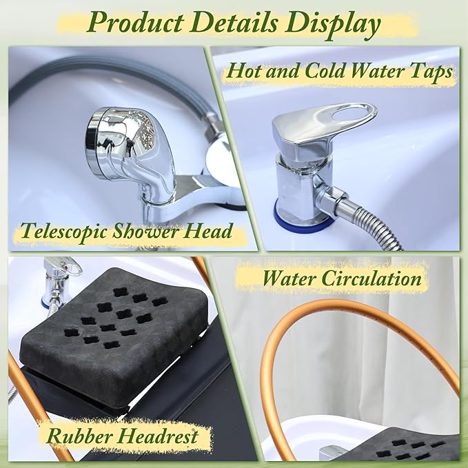 Professional Head Spa Equipment, Japanese Head Spa Bed, Shampoo Massage Bed, Massage Table with Water Circulation System, for Spa Beauty Salon Barber (C)