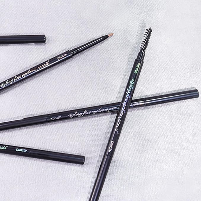 5 Pcs Waterproof Dual-Sided Fine Tip Eye Brow Precise Pencils Pack,Ultra-Fine Mechanical Sticks,Draws Tiny Brow Hairs, Defines, Fills, Shapes,Contours,Combs,1mm Pen Point(Pack of 5)-Light Brown