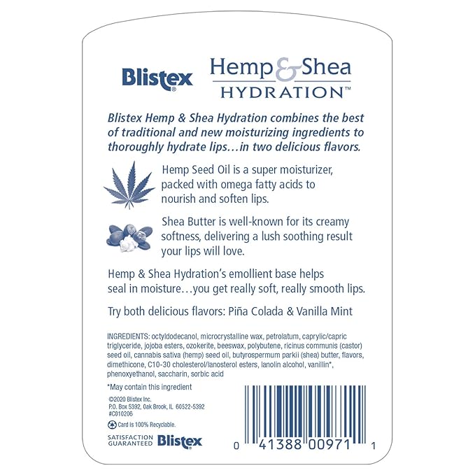 Blistex Hemp & Shea Hydration, 2 count (Pack of 3)