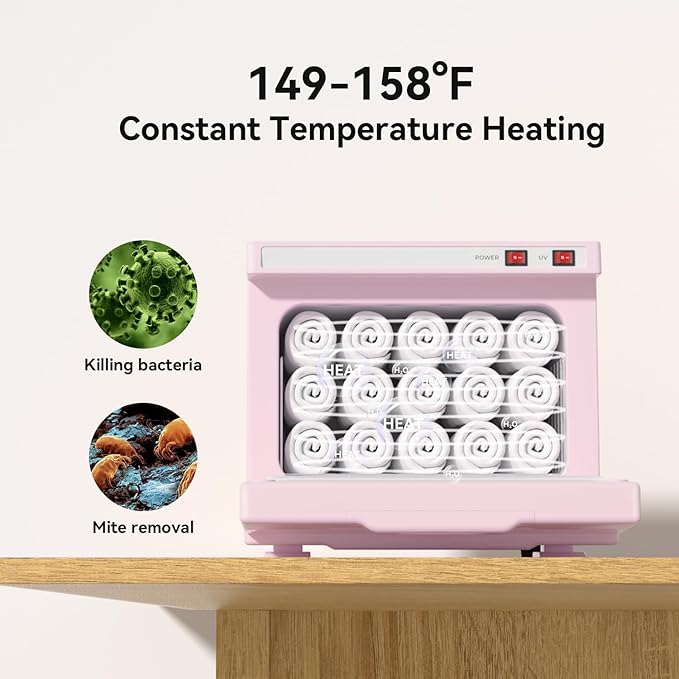 Hot Towel Warmer, 8L Towel Warmers Spa, Small Towel Warmer Professional Mini Towel Warmer Cabinet for Facial, Towel Warmer Esthetician Towel Heater for Beauty&Salon(8L-Pink)