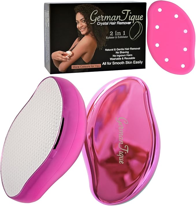 Crystal Hair Eraser,Natural Crystal Hair Remover,Reusable Painless Nano Glass Hair Removal Device Without Shaver,Gentle Crystal Epilator and Exfoliator for Soft Silky Skin(Hot Pink)