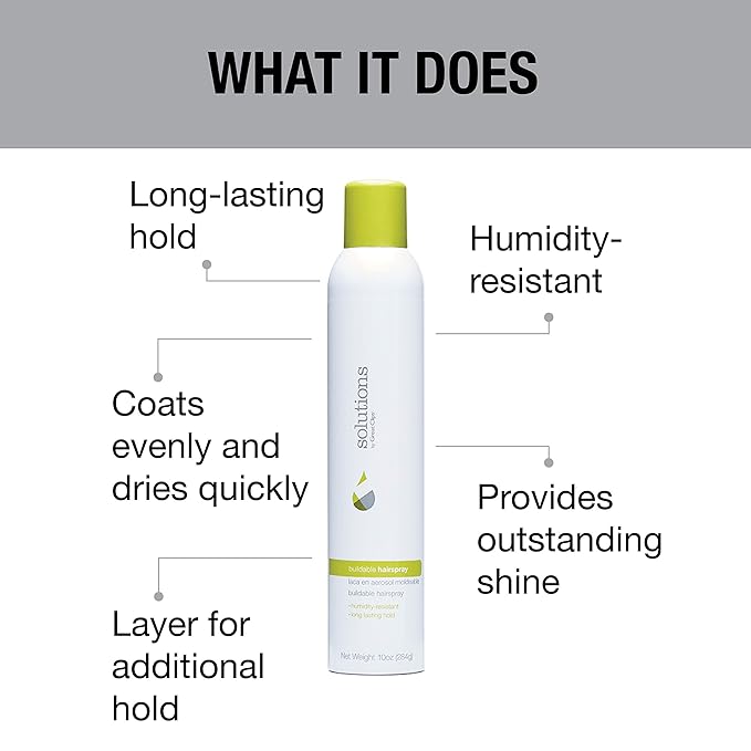 GREAT CLIPS Solutions Buildable Hairspray, 10oz | Protects Against Humidity | Provides Long-Lasting Hold & Shine | For All Hair Types