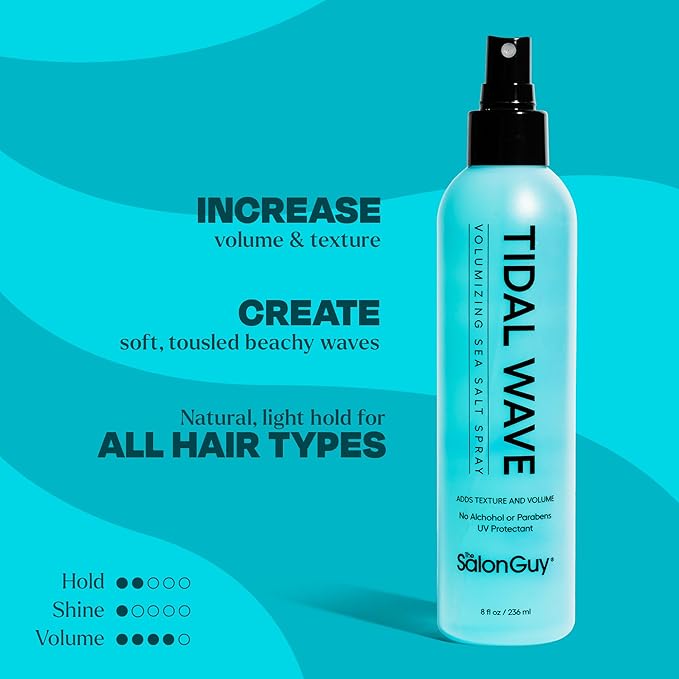 THESALONGUY - Sea Salt Texturizing Spray for Volumizing Curly and Wavy Hair, Men & Women, Beach Waves Hair Spray with Kelp & Natural Ingredients - 2 Pack