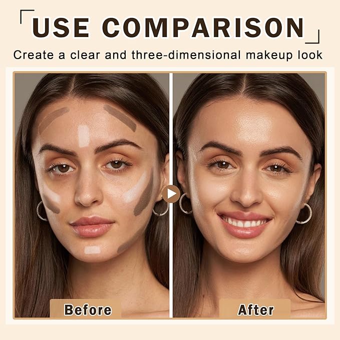 Liquid Contour Stick and Highlighter Makeup Stick,Warm Toned Liquid Bronzer for Face,Hydrating and Nourishing,Lightweight Buildable Contorno Maquillaje (Warm Tone Contour + Highlight)