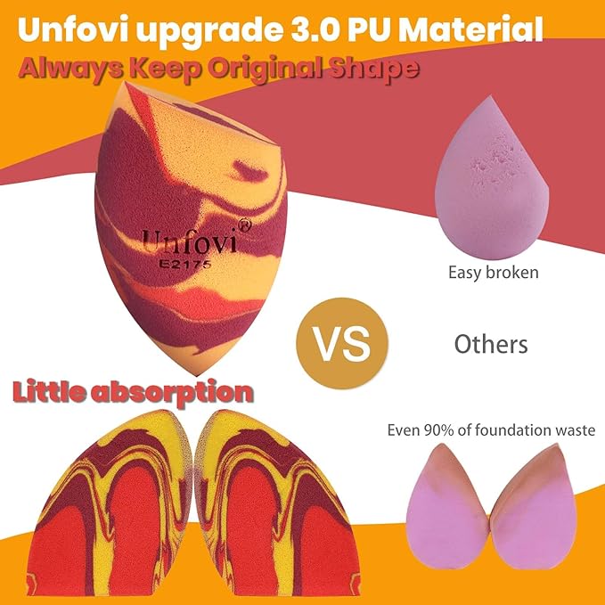 Tri Color Makeup Sponge, Low Absorption Latex Free Soft Makeup Sponges For Foundation,7pcs Beauty Sponge Blender for Power&Cream,Liquid(Burgundy+Red+Orange)