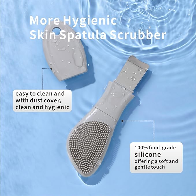 Blackhead Remover Tools, 2 in1 Face Scrubber Black Head Remover for Face Nose, Silicone Face Mask Applicator Pore Cleaner Spatula Brush for Daily Skin Care, Deep Clean Master for Women Men (Gray)