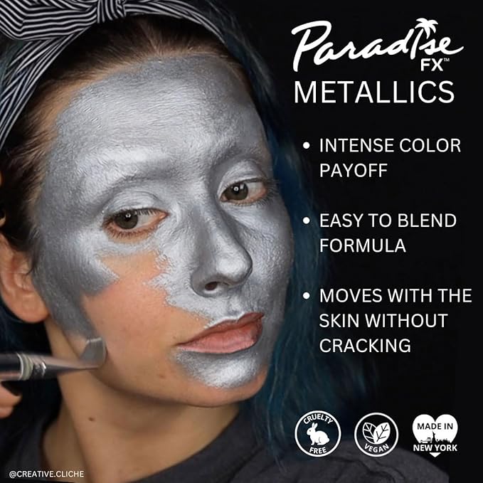 Mehron Paradise FX Metallics – Metallic Orange 0.25 oz | Pro Water-Activated Shimmer Paint for Raves, Costumes, SFX, Halloween, Stage, Screen, Theater & Cosplay