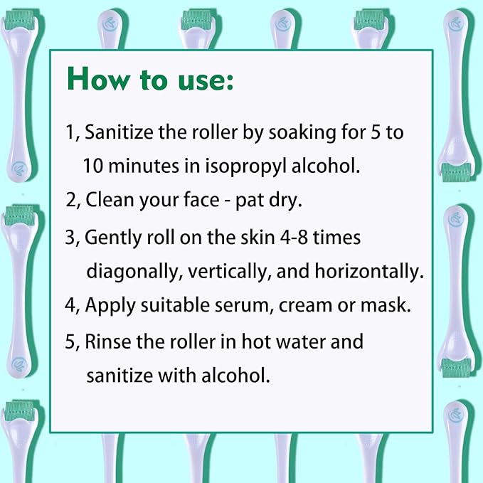 Derma Roller Microneedle Roller For Face Beard, 192 Titanium Microneedling Roller For Women and Men | Micro Needle Roller For Face Scalp 0.25mm