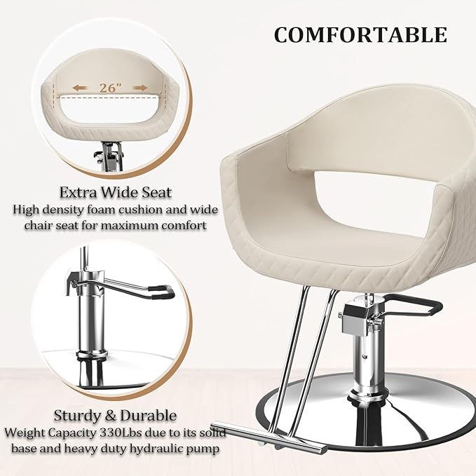 OmySalon Barber Chairs for Barbershop Styling Chair, Salon Chair for Hair Stylist, Heavy Duty Hydraulic Pump, 360°Swivel with Footrest, Hairdressing Home Beauty Spa Equipment