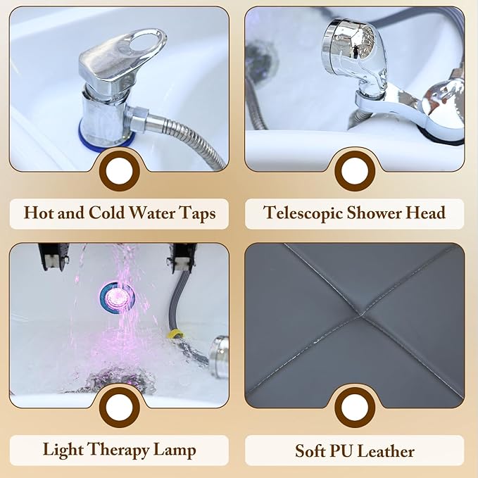 Stationary Head Spa Bed, Massage Shampoo Bed with Steaming & Water Circulation, Steel Headspa Equipment, Professional Massage Table for Beauty Salon Barber,Stainless Steel