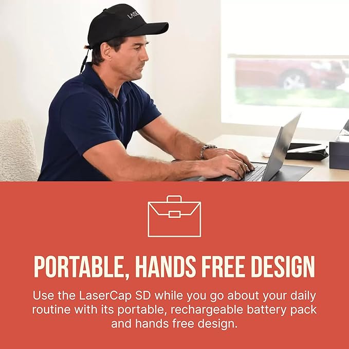 LaserCap SD 80 – Professional Red Light Therapy Cap for Hair Growth – FDA Cleared Alopecia & Thinning Hair Treatment for Men & Women – 80 Medical-Grade Lasers, Cordless Rechargeable Design