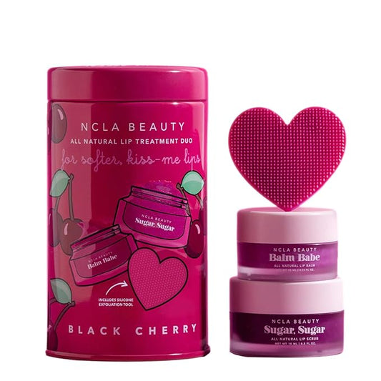NCLA - Lip Care Set + Lip Scrubber | Clean, Natural, Non-Toxic Beauty (Black Cherry)