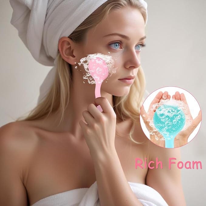 2Pcs Silicone Face Brush Manual Face Scrub Brush, Soft Facial Cleansing Brush Waterproof Exfoliating Face Brush Skin Friendly Face Cleaner Brush for Blackheads Makeup Residues Removal