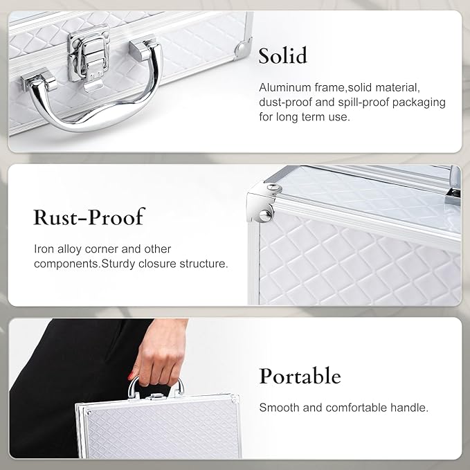 Makeup Kit for Women,All in One Makeup Gift Set for Girls in Cosmetic Train Case (White) With Mirror,Full Starter Cosmetic Kit Includes Eyeshadow Palette,Lipgloss,Blushes