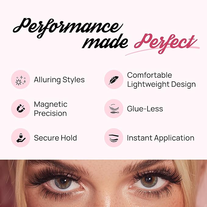 Full Out Glam Magnetic Eyelashes and Eyeliner Kit - Contains 3 Styles of Reusable Magnetic Lashes, LashMate Applicator, BackSpot Liner - Easy to Wear, No Glue Needed, Performance Gift Set
