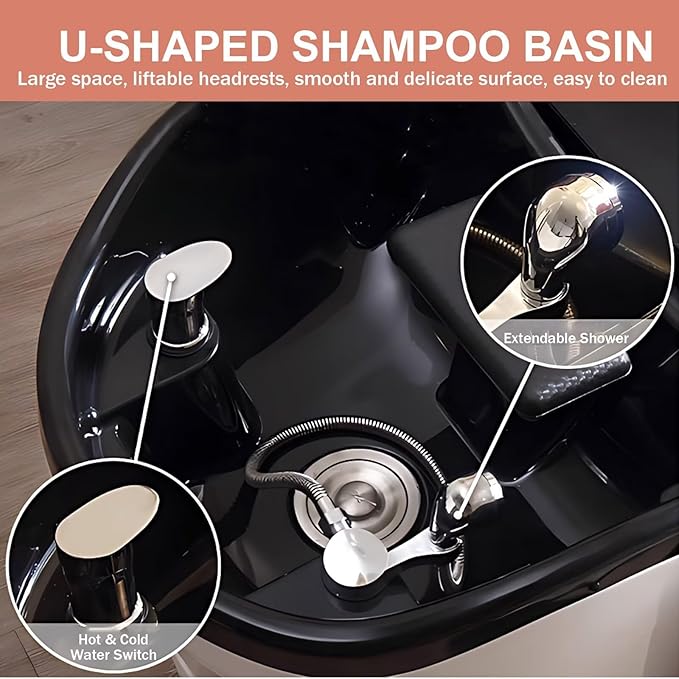 Shampoo Bed - Massage Table with Modern Trendy Mood Light, Head Spa Equipment and Spa Shampoo Bed Includes Water Circulation, Full Body Massage, Fumigation