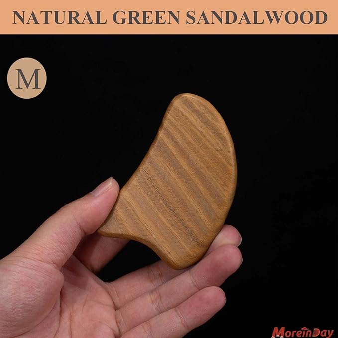 Gua Sha Tool for Face, Gua Sha Facial Tools for Face Massage, Wooden Guasha Tool Reduce Puffiness - Green Sandalwood