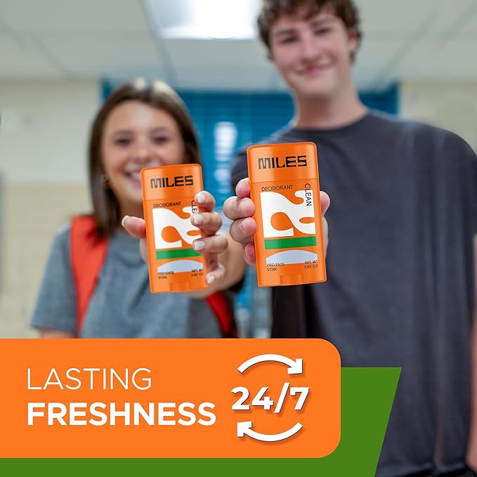 Miles Kids Deodorant for Boys and Girls - Aluminum Free Deodorant for Kids and Teens, Natural, Hypoallergenic, Made in USA - Clean Scent, 1-Pack