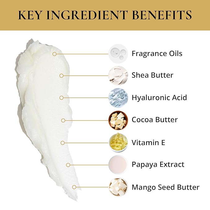 LUXURY LIFE BUTTER - Irresistibly Scented Body Butter with Hyaluronic Acid for Ultimate Moisture. Luxurious Natural Fragrance. Hydrates for a Non-Greasy Glamorous Glow, Peach Smoke, 5 oz.