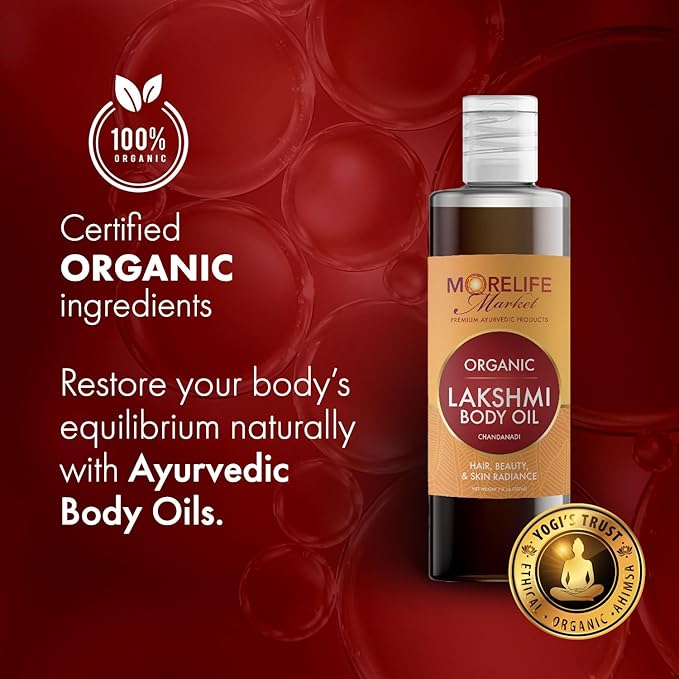 Premium Lakshmi Body Oil (Chandanadi) | Ayurvedic Blend for Body, Skin & Hair | Vata-Pitta-Kapha Balancing Massage Oil for Women Wellness, Stress Relief & Glow-Boosting - 7 fl oz