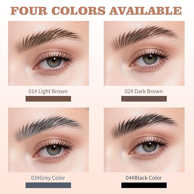 QIC Eyebrow Pen, Blendable Waterproof Microblading Brow Pencil for Women, Long Lasting Natural Hair-Like Brow Pen (Dark Brown)