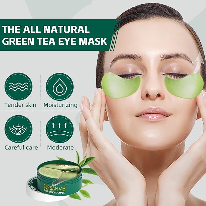 Under Eye Mask,30 pairs Green Tea Extract Anti-Aging Under Eye Mask, Firming Eye Mask, Green Tea Eye Patches,for Eye Moisturizing Dark Circles, Wrinkles, Fine Lines, Under Eye Bags