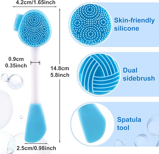 Silicone Face Exfoliator Scrubber, Face Mask Brush Applicator, Facial Cleansing Brush for Blackhead Skin Care, Makeup, Mud, Body Lotion, DIY Mask for Women -Blue, 1pcs