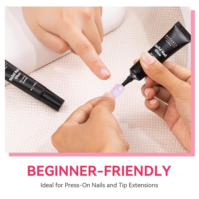 Makartt Nail Glue for Press On Nails: Solid Nail Gel No Lamp Needed Soft Acrylic Gel Nail Tips Fake Nails, Easy to Control Hema-Free Nail Glue Gels for Nail Art DIY Home Manicure 10ml (10ml*2)