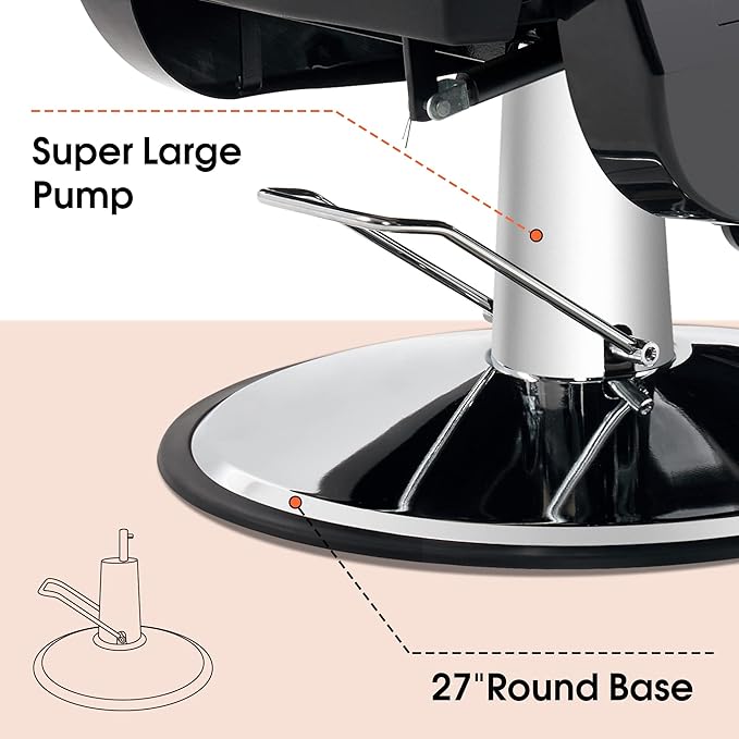 BarberPub Heavy Duty Reclining Barber Chair, All Purpose Hydraulic Salon Chairs for Hair Stylist, Barbershop Salon Tattoo 2688(Orange)