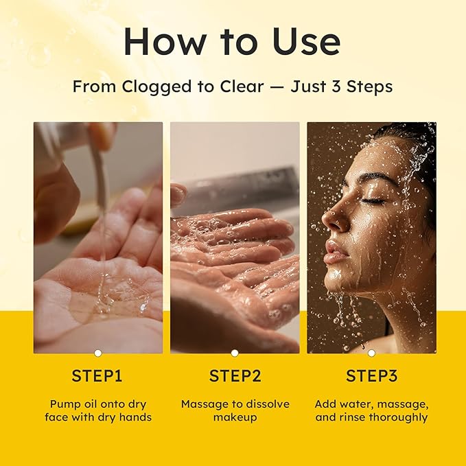 Elvira Pure Cleansing Oil, Makeup Remover & Blackheads Pore Cleanser, Jojoba Oil Cleanser for Face, Korean Skin Care, Plant-based, for Sensitive Skin, Hydrating, Fragrance-Free