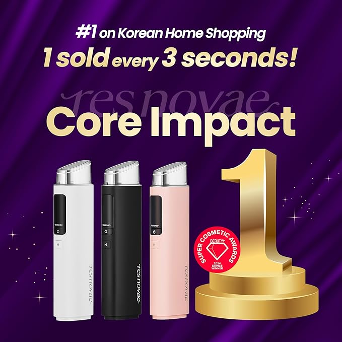 Core Impact – Face Massager for Sagging Skin, Boosts Skincare Absorption, Supports Radiant Glow and Lifting Effect (Midnight Black)