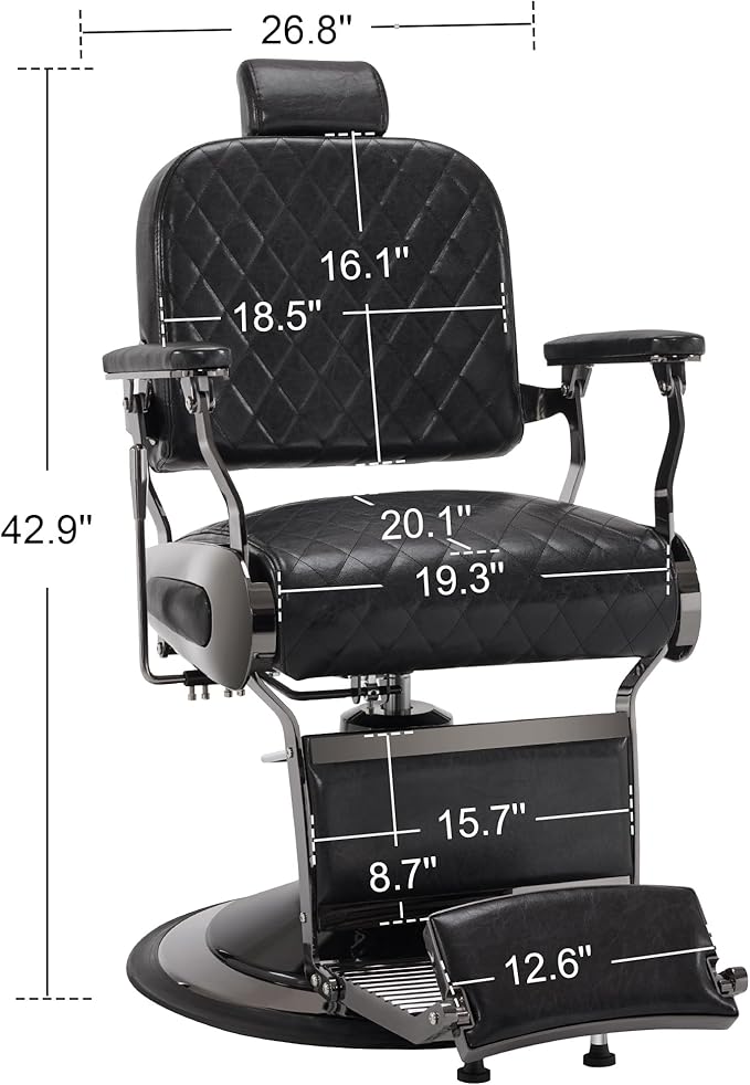 BarberPub All Purpose Barber Chair with Heavy Duty Pump,Reclining Adjustable Swivel Hair Styling Chair for Hair Stylist, Home Salon,Barbershop Salon&Spa 9453 (Black)