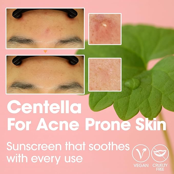 Soomi Skin Centella Sunscreen 50ml SPF 50 Centella Asiatica Korean Face Sunscreen for Sensitive Skin, No White Cast, Lightweight Hydrating Sun Protection, Skin Barrier Repair, Niacinamide