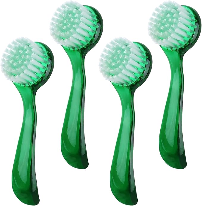 Facial Cleansing Brush 4 PCS, Facial Exfoliating Brush Face Wash Scrub Exfoliator Brush for Makeup Skincare Removal (Green)