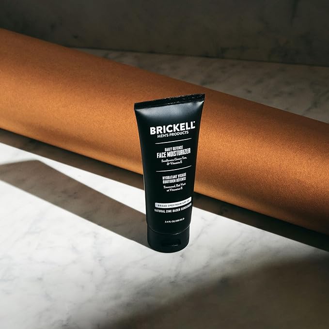 Brickell Men's Daily Defense SPF20 Face Moisturizer for Men, Natural & Organic, Zinc Oxide Face Moisturizing Mineral Sunscreen, Hydrates & Protects Skin Against Harmful UVA/B rays, 3.4oz, Unscented