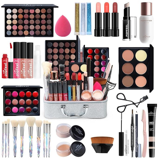 All-in-One Makeup Gift Set Carry All Makeup Kit Women Full Kit With Makeup Bag Lipgloss Lipstick Concealer Blush Foundation Face Powder Eyeshadow Palette Cosmetic Palette #6