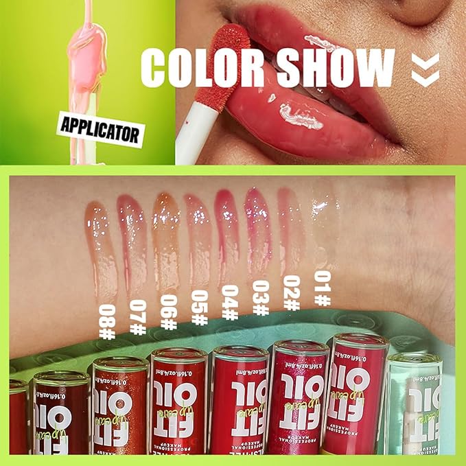 Hydrating Lip Oil, Big Brush Head Lip Glaze Shiny Transparent Lip Glow Oil, Nourishing & Fresh Clear Smooth Lip Care Plumping Lip Oil (# 03)