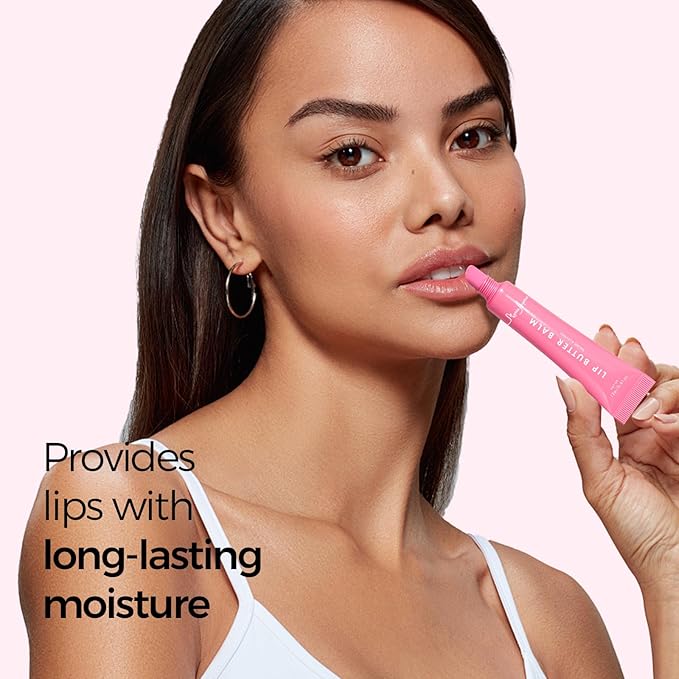 Deep Hydrating Lip Butter Balm | Plump & Nourish with Shea Butter, Vitamin E, Peptides & Hyaluronic Acid | Vegan, Non-Sticky, Anti-Aging Lip Treatment Care (Sheer Pink-Unscented)