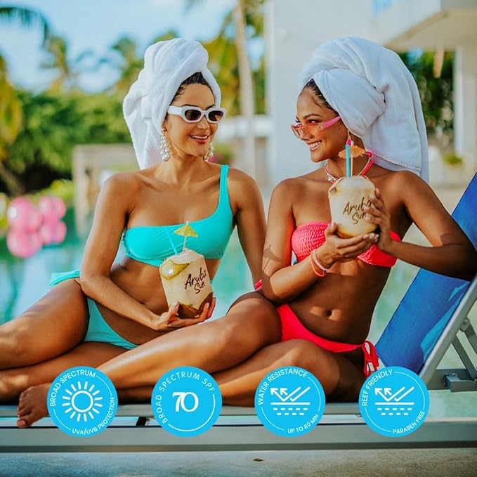 SPF 70 Sunscreen Lotion 8oz - Reef Act Compliant no 67 Octinoxate & Oxybenzone Free - Sun Screen Broad Spectrum UVA/UVB - Sunscreen Waterproof and Non-Greasy