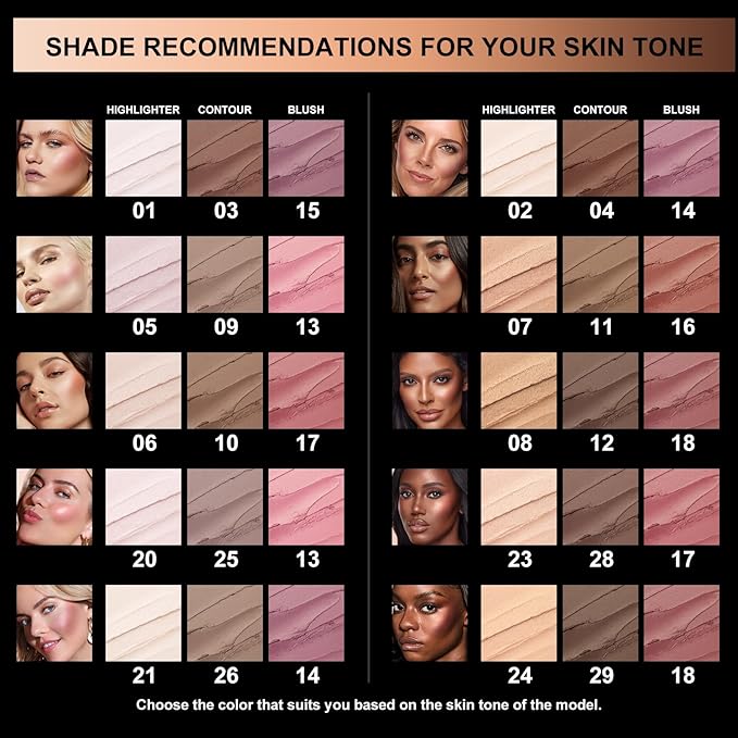 FOCALLURE 3 Pcs Cream Contour Sticks,Shades with Highlighter & Bronzer & Blush,Non-greasy Long-wear Face Contouring Pen,Easy to Sculpt the Face and Create a Lightweight Finishing Makeup,MEDIUM-DEEP