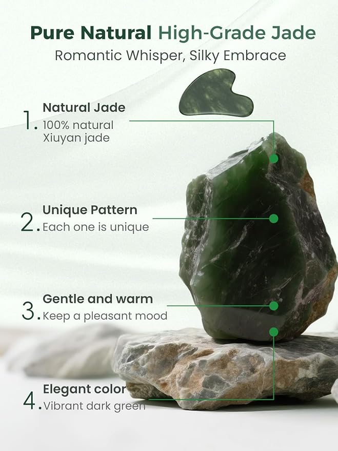 Gua Sha Facial Tools, Natural Jade Stone Guasha Tool for Face Acupuncture Therapy Trigger Point Treatment, Gua Sha Scraping Massage Tool