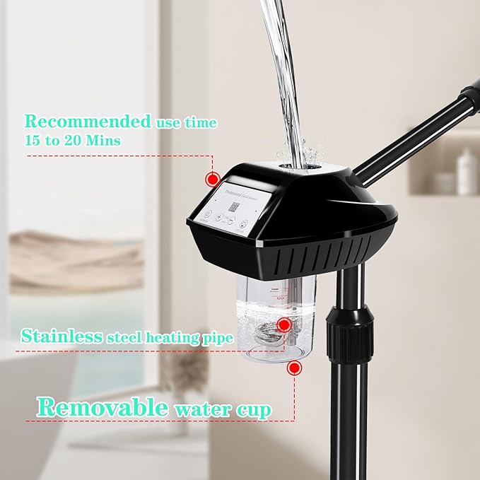 Professional Facial Steamer for Estheticians, Hot Mist & Timer Function, Ozone Facial Steamer on Wheels for Spa Beauty, Home Use