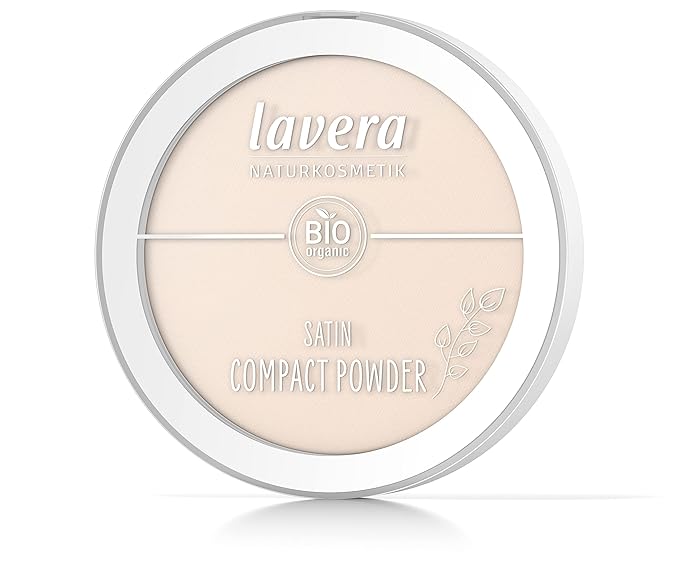 lavera Satin Compact Powder -Light 01- nude - almond oil & rice powder - Vegan - matting - long-lasting - Velvety texture 0.32 Fl Oz