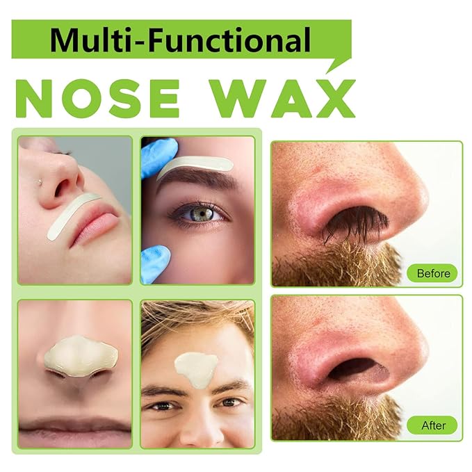 Nose Wax Kit Men and Women with 20 Applicators (15-20 Uses), Nose Hair Wax Kit for Nose & Ear Hair Removal, Painless & Fast, Long-Lasting Results Up to 5 Weeks (100g Nose Wax)