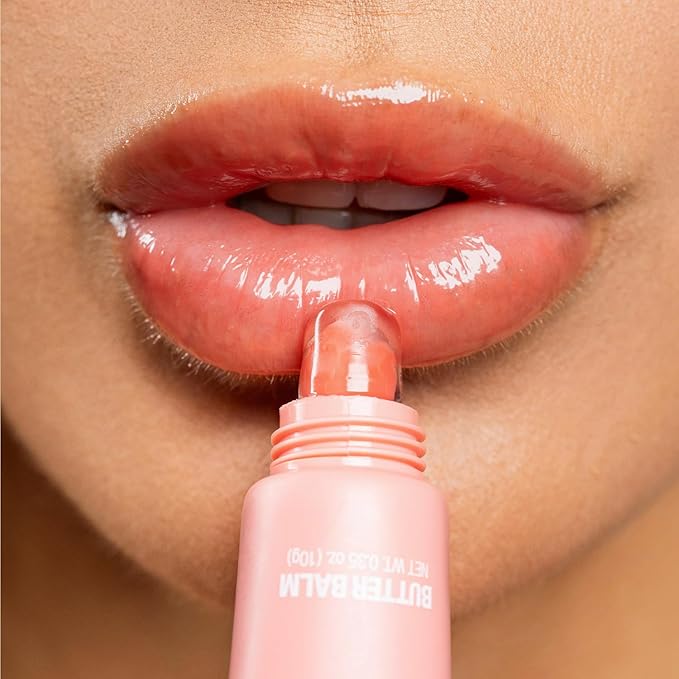 Palladio Butter Balm - Hydrating Lip Balm with Sheer Tint, Aloe, Peptides, Shea Butter, and Vegan Formulation for Instant Moisture, Shine, and Soothing Lip Care, Peaches & Cream