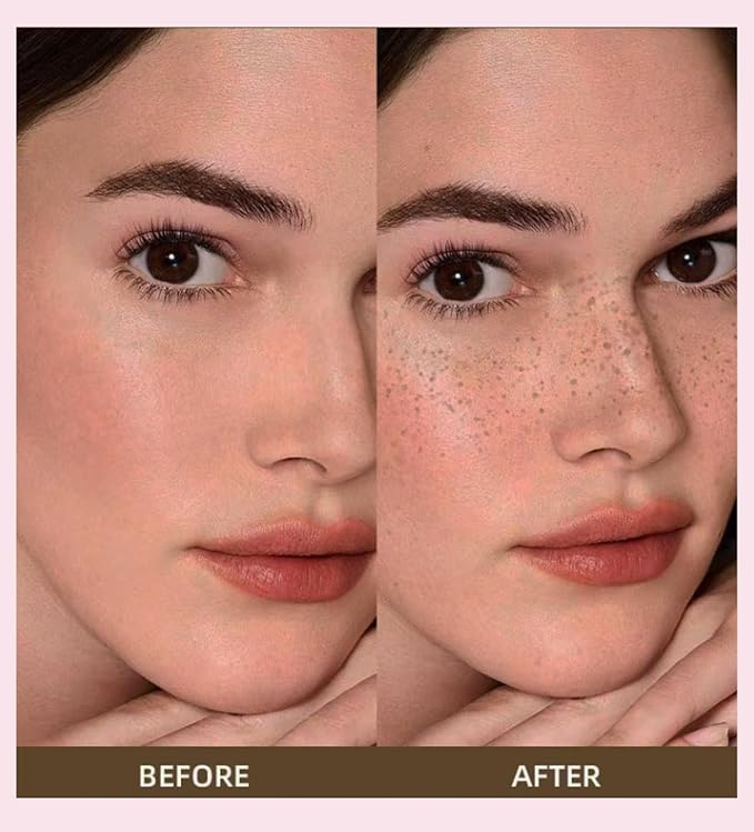 Freckle Stamp with 5 Point Precision Stamp Head, Natural Looking Faux Freckle Stamp Waterproof Fake Freckle Stamp Pen, High Pigment Long-Lasting Lifelike Sunkissed Pencil Tool Makeup (02# Medium)